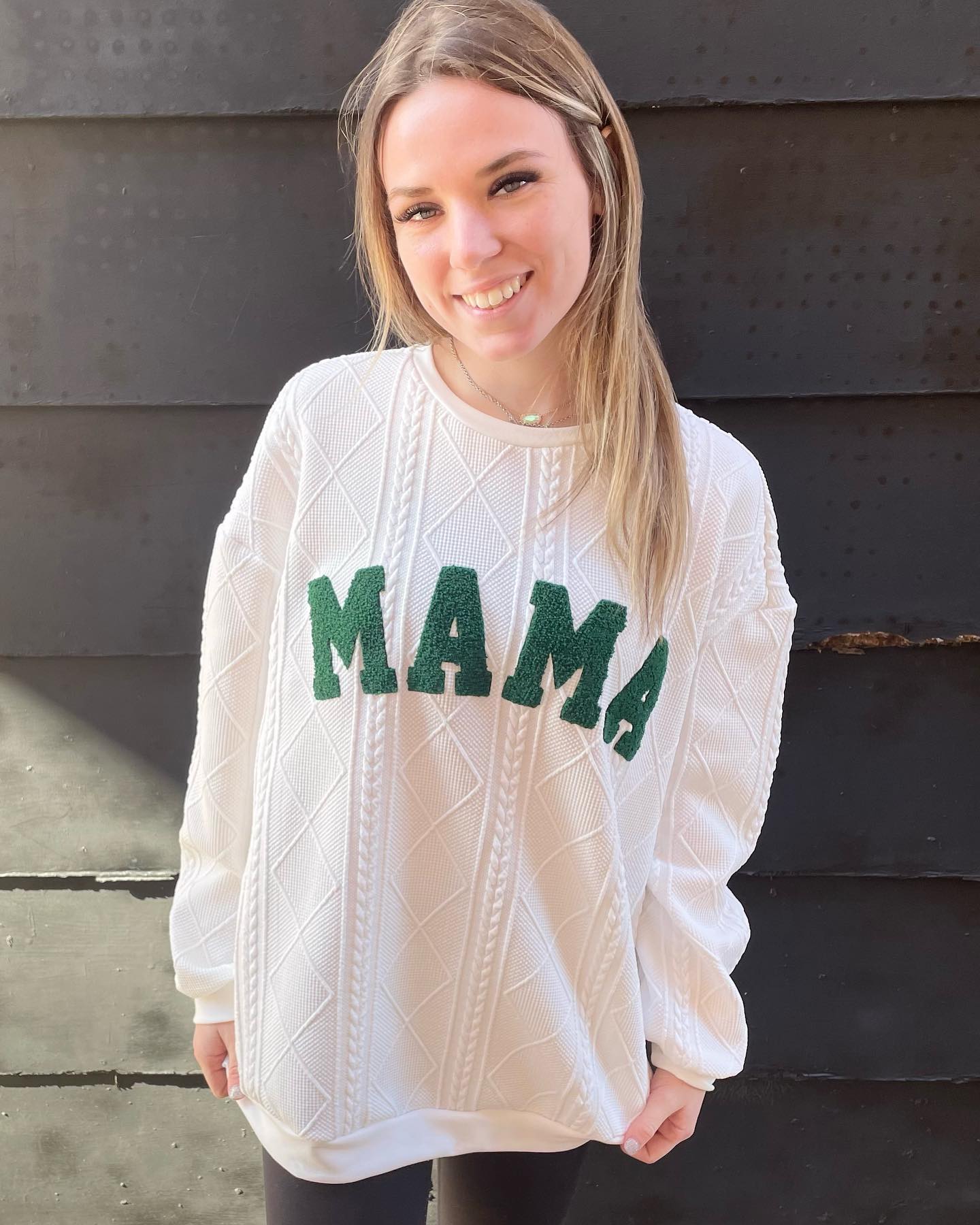 Mama Green Chenille Sweatshirt